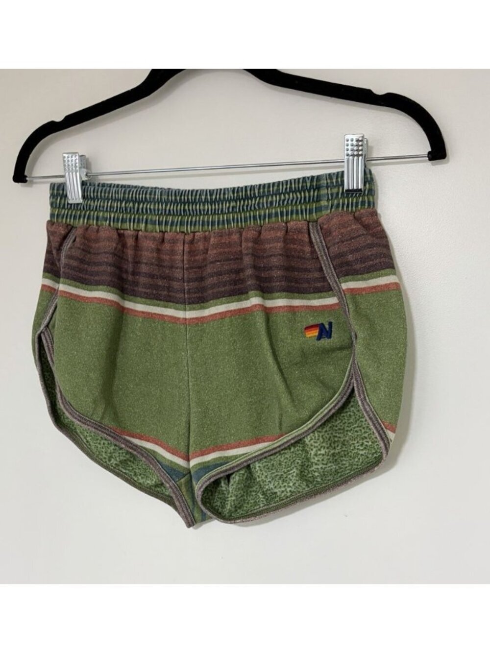 Aviator Nation Green Tulum Rainbow Jogger Shorts Size XS - Picture 3 of 8